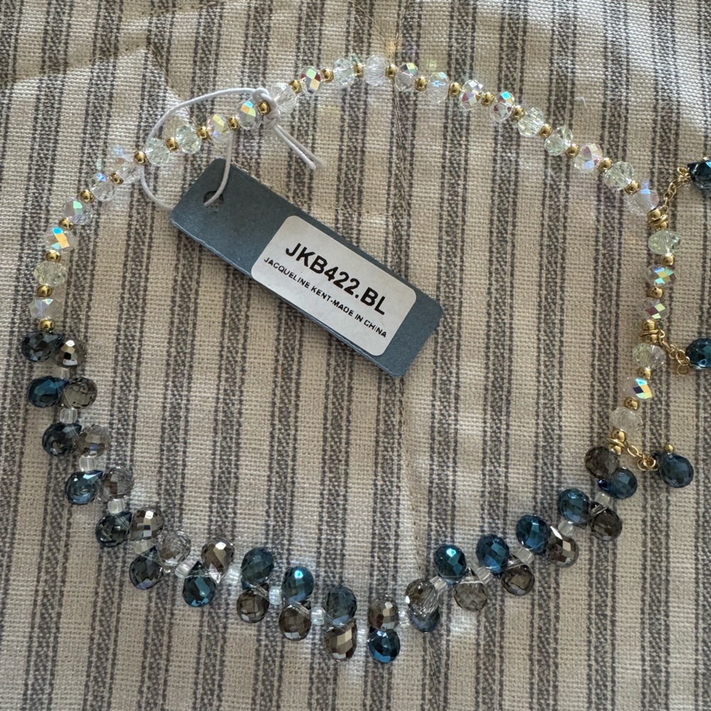 Jacqueline Kent double wrap stretchy bracelet in blue and gray. BRAND NEW!